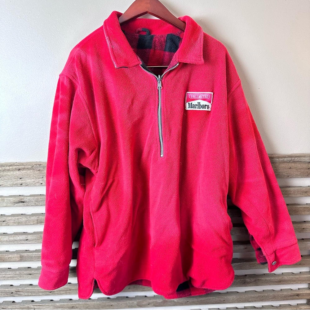 Marlboro vintage half zip reversible fleece sweater